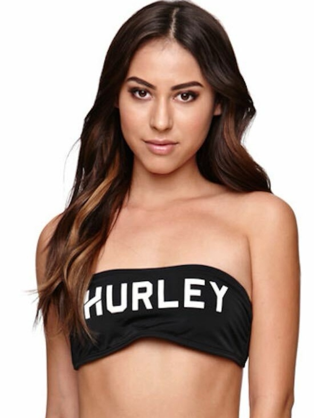 Hurley Black Bandeau Bikini Top and bottoms with White Logo